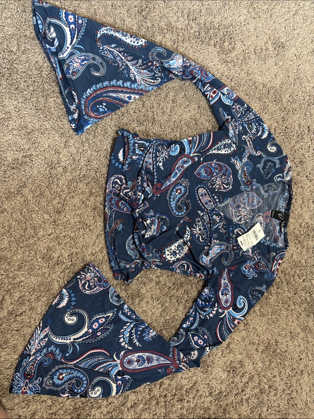 Navy Paisley 70s style top